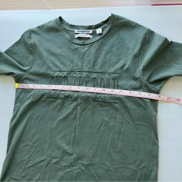 Country Road Tee T-Shirt Olive Green Signature Logo Relaxed Fit Size XXS 6/8 - Picture 11 of 12